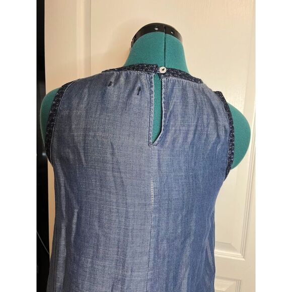 Max Jeans Sleeveless Chambray Tencil Denim Lightweight Shift Dress with Trim - Picture 9 of 13